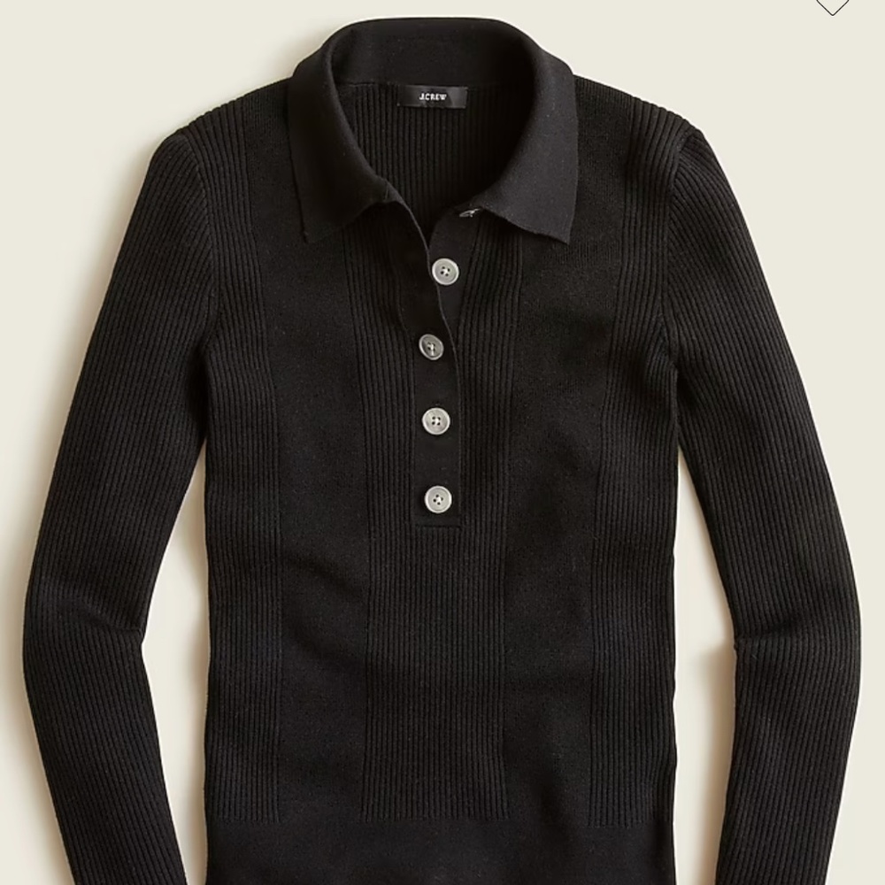 J Crew collared silk blend black sweater size M NEW with tags